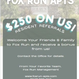 Did you know we offer resident referrals? Send your friends and family our way! https://foxrun-apts.com/gallery/ Instagram post from @foxrunaptswa on July 16, 2024 18:01:33pm
